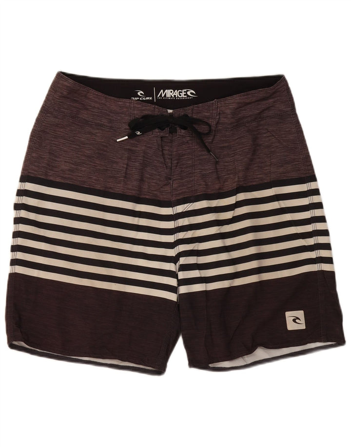 Rip Curl Mens Mirage Swimming Shorts Medium  Grey Striped Polyester