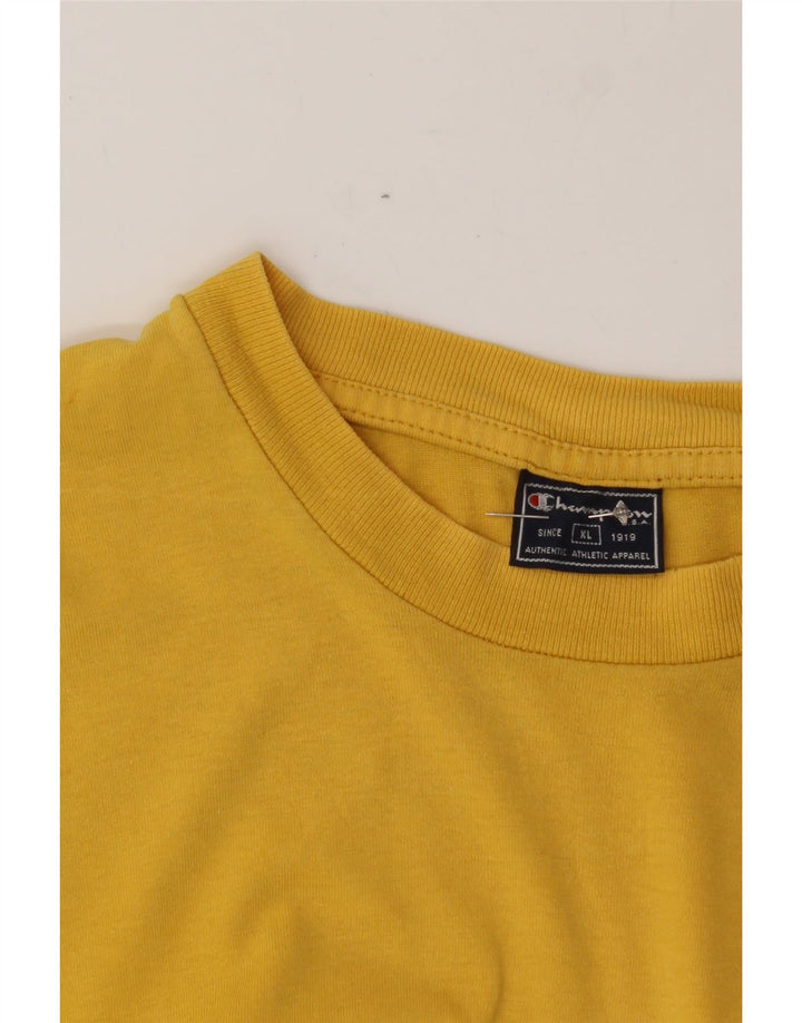 CHAMPION Mens T-Shirt Top XL Yellow Vintage Champion and Second-Hand Champion from Messina Hembry 