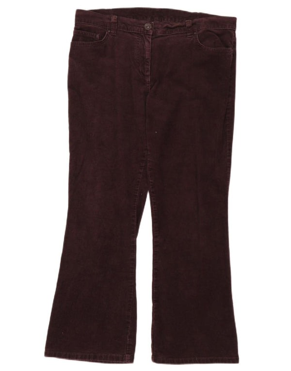 Marks & Spencer Womens Corduroy Trousers UK 14 Large W32 L26 Burgundy