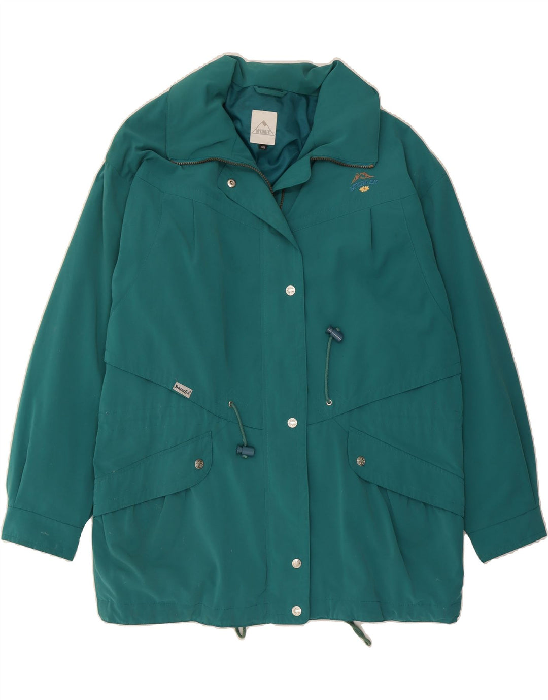 MC KINLEY Womens Trench Coat EU 42 Large Turquoise Polyester Vintage MC Kinley and Second-Hand MC Kinley from Messina Hembry 