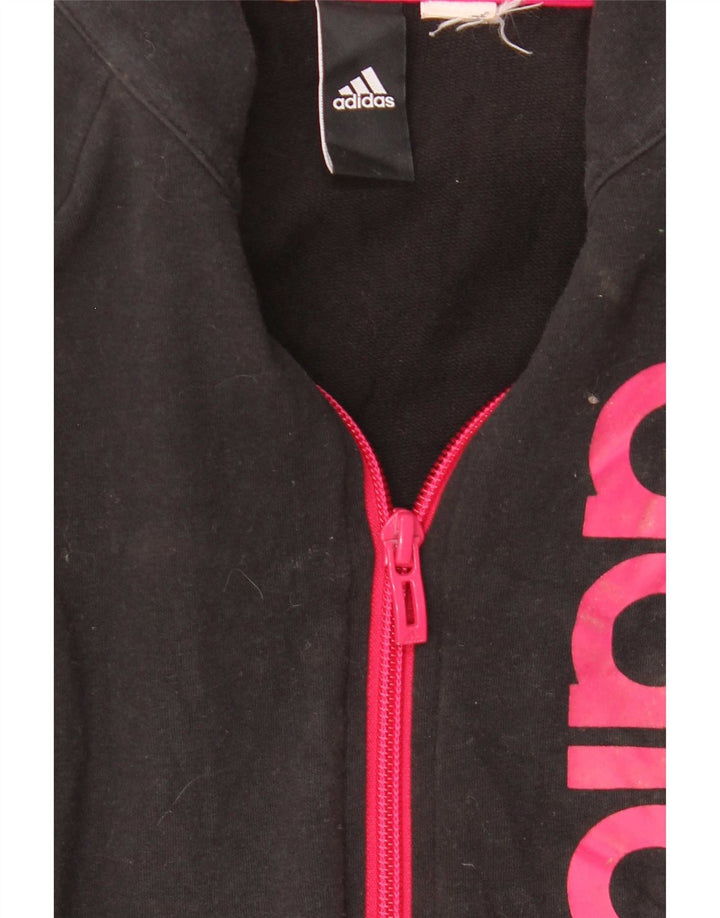 Adidas Womens Graphic Tracksuit Top Jacket UK 6 XS Black