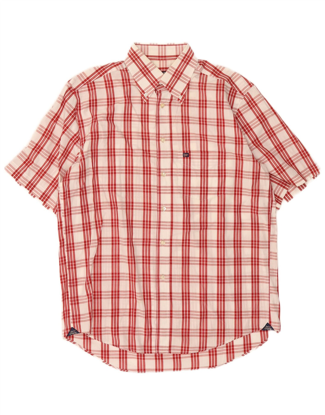 Best Company Mens Short Sleeve Shirt Large Red Check Cotton