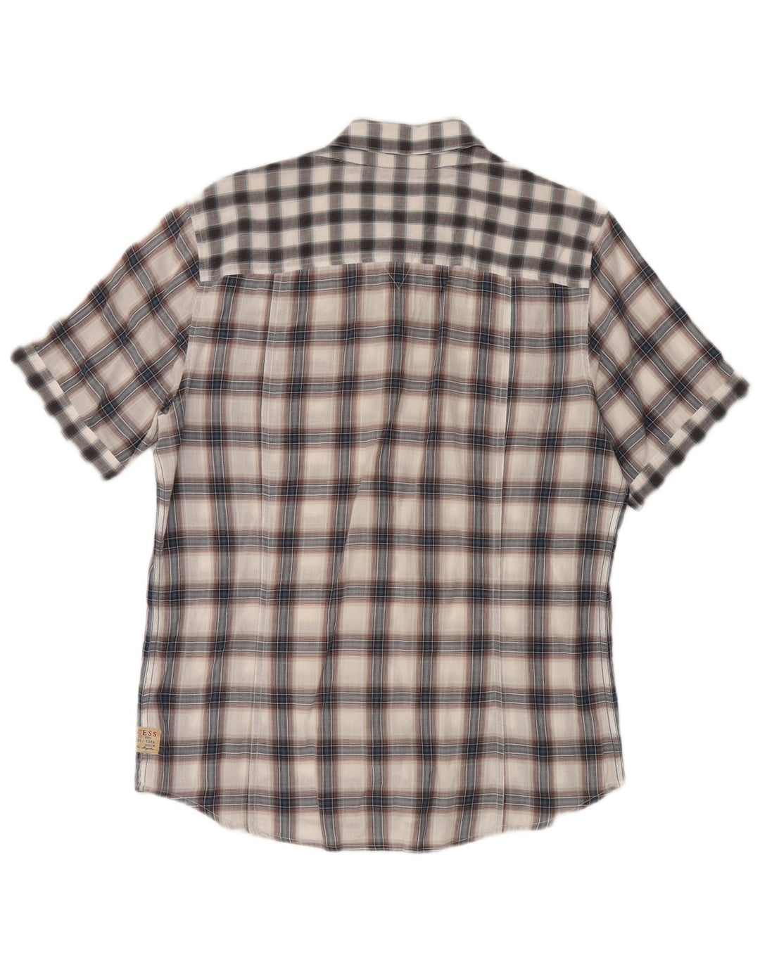 Guess Mens Short Sleeve Shirt Large Grey Check