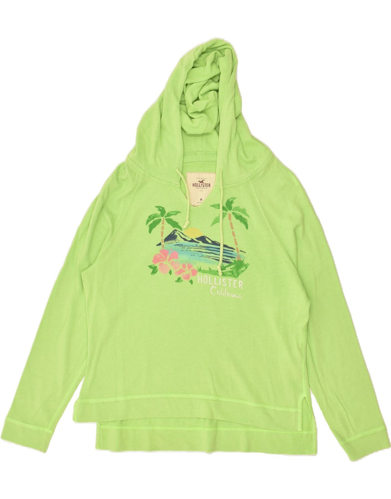 HOLLISTER Womens Graphic Hoodie Jumper UK 14 Medium Green Cotton | Vintage Hollister | Thrift | Second-Hand Hollister | Used Clothing | Messina Hembry 