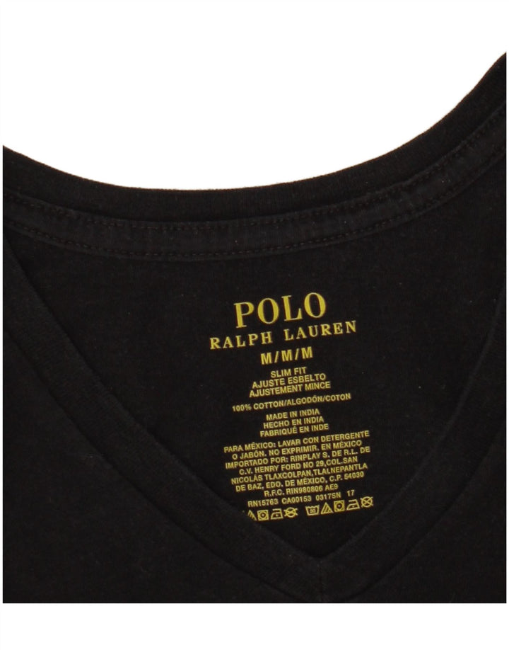 POLO RALPH LAUREN Mens Slim Fit T-Shirt Top Medium Black Cotton