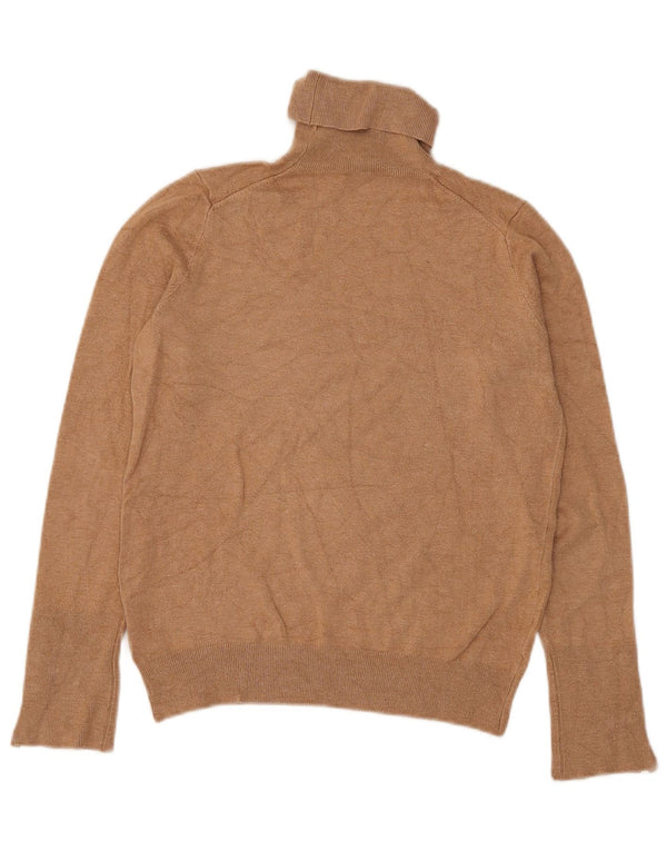 Zara Womens Crop Roll Neck Jumper Sweater UK 10 Small Beige Viscose