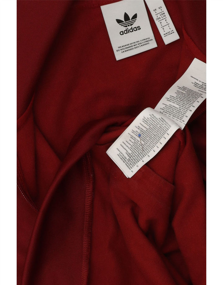 Adidas Mens Tracksuit Top Jacket Large Burgundy Polyester
