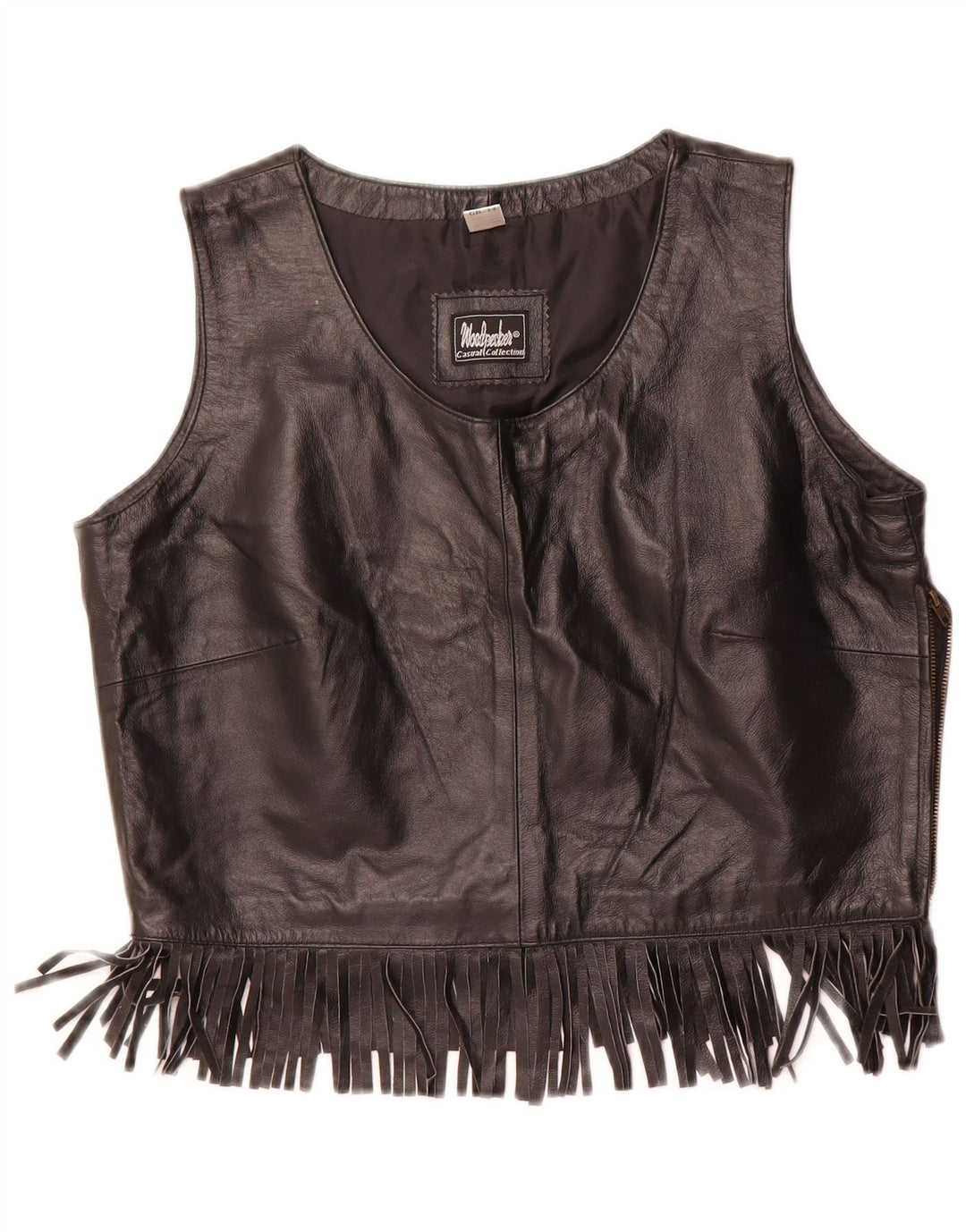 WOODPECKER Womens Casual Collection Crop Top EU 42 Medium Black Leather