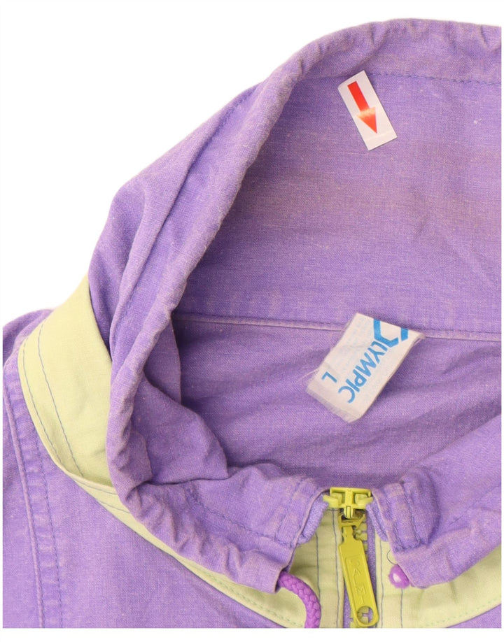 Vintage Mens Bomber Jacket UK 40 Large Purple Cotton