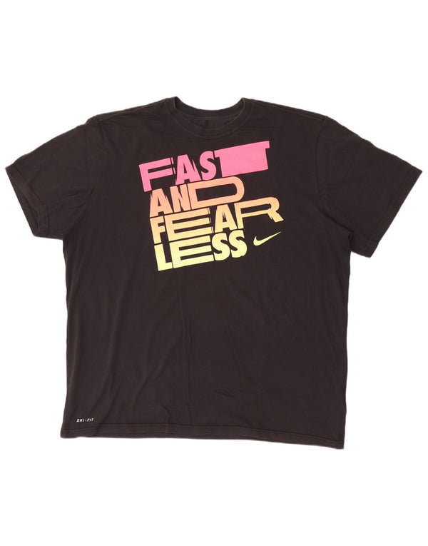 Nike Mens Dri Fit Graphic T-Shirt Top 2XL Black Cotton