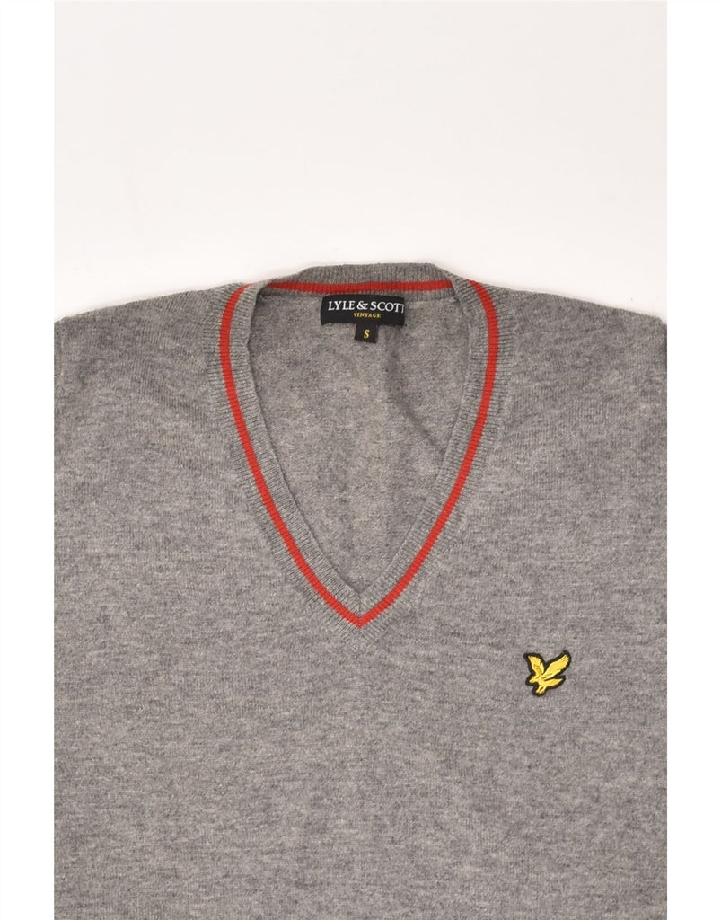 LYLE & SCOTT Mens V-Neck Jumper Sweater Small Grey Lambswool | Vintage Lyle & Scott | Thrift | Second-Hand Lyle & Scott | Used Clothing | Messina Hembry 