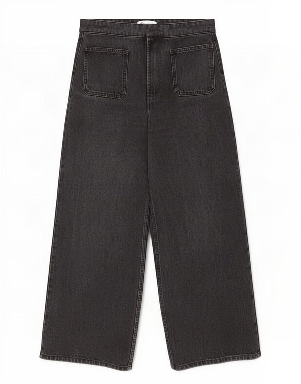 Zara Womens High Waist Wide Leg Jeans EU 36 XS W26 L25 Grey