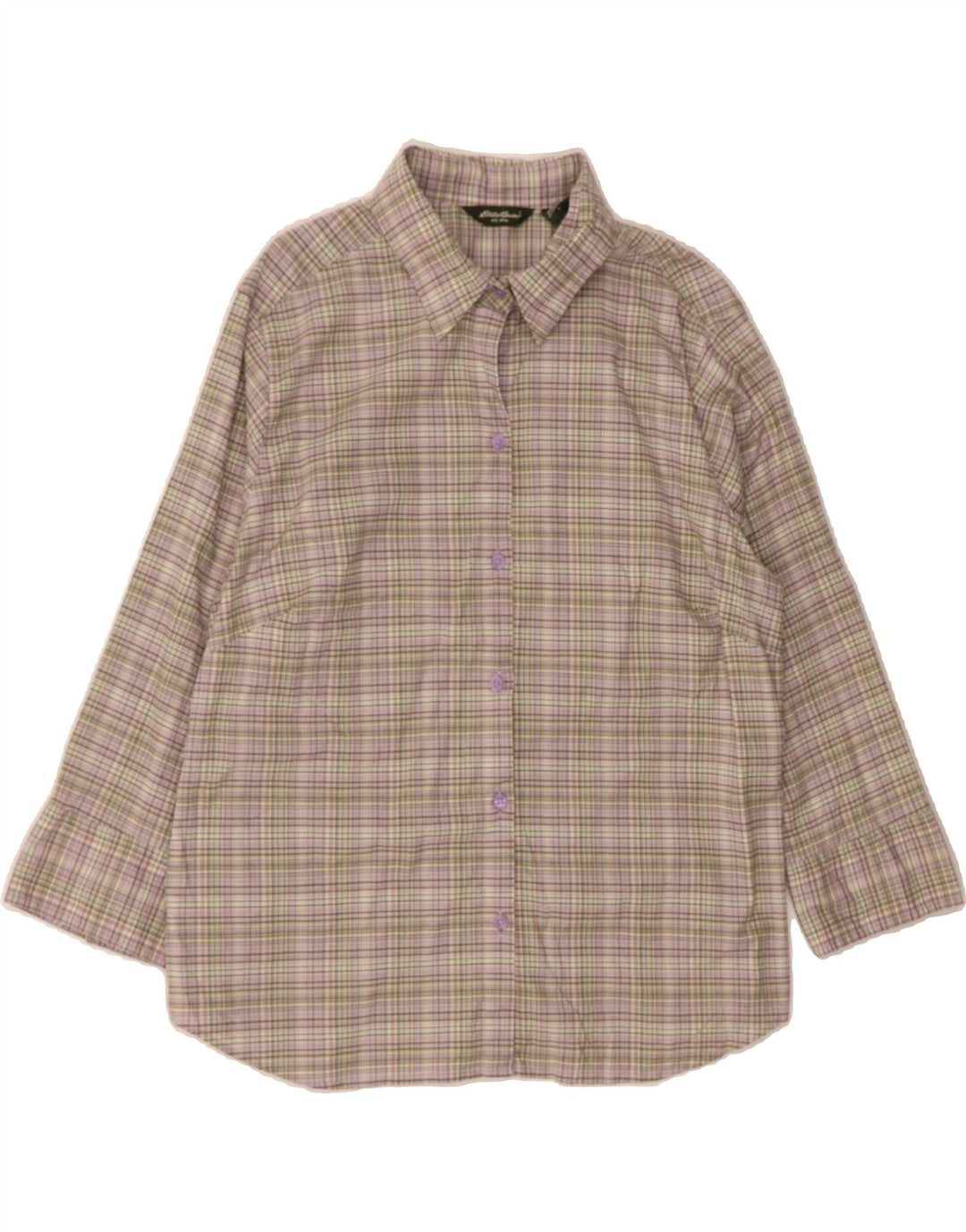 EDDIE BAUER Womens 3/4 Sleeve Shirt UK 16 Large Grey Check Cotton Vintage Eddie Bauer and Second-Hand Eddie Bauer from Messina Hembry 