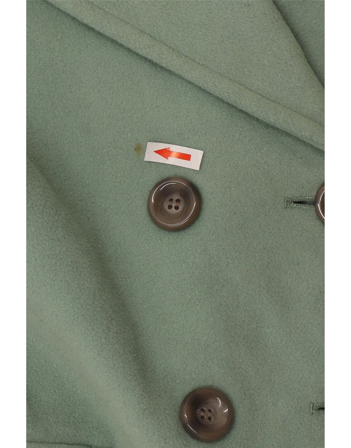 Marks & Spencer Womens Double Breasted Coat UK 16 Large Green Wool