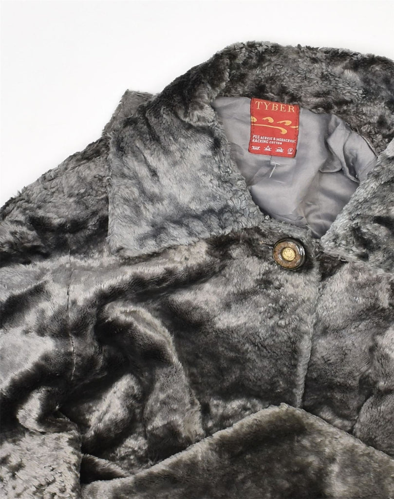 VINTAGE Womens Faux Fur Overcoat UK 20 2XL Grey Acrylic | Vintage Vintage | Thrift | Second-Hand Vintage | Used Clothing | Messina Hembry 