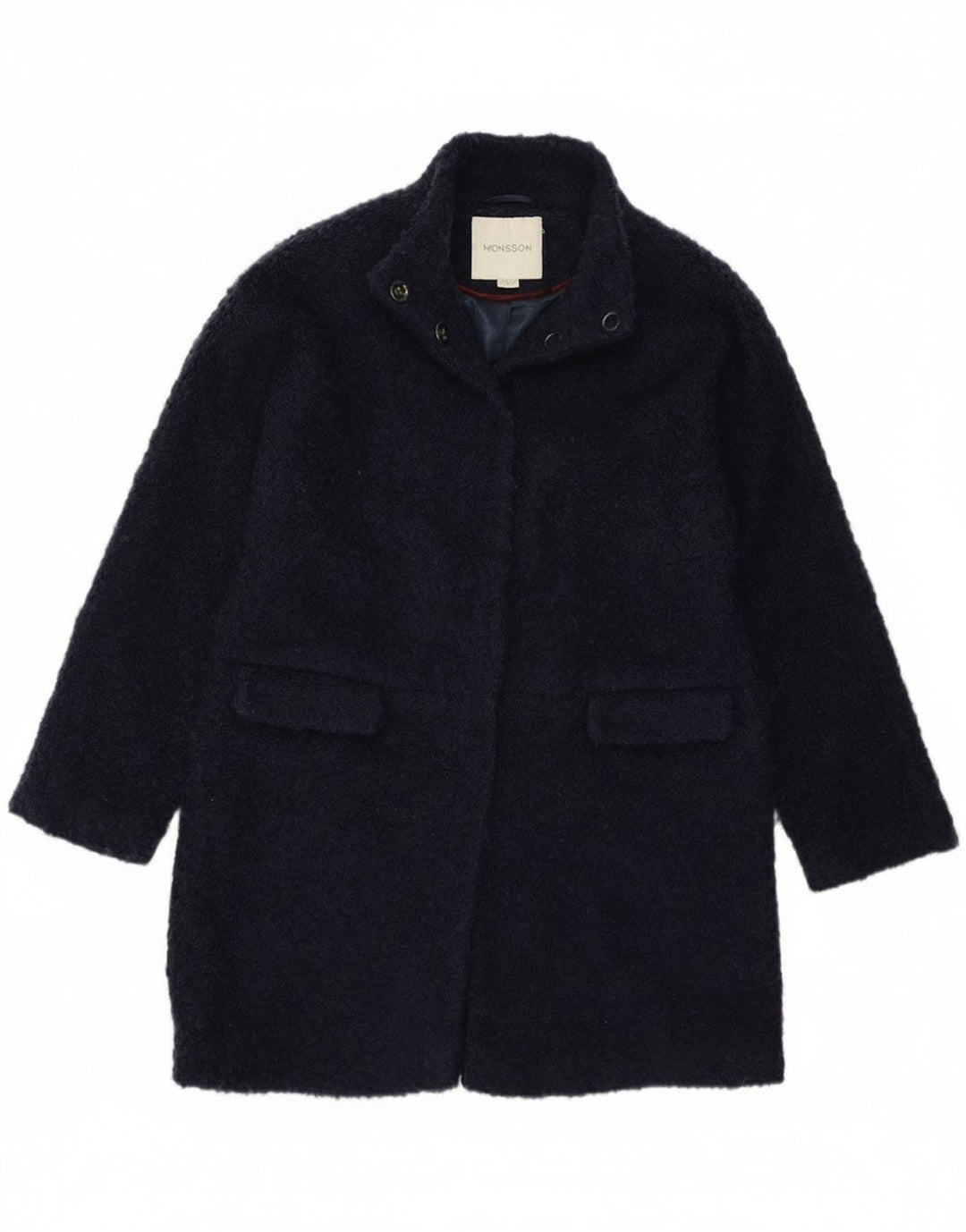 Monsoon Womens Overcoat UK 12 Medium  Navy Blue Polyester