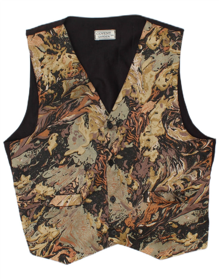 VINTAGE Mens Abstract Pattern Waistcoat 2XL Multicoloured