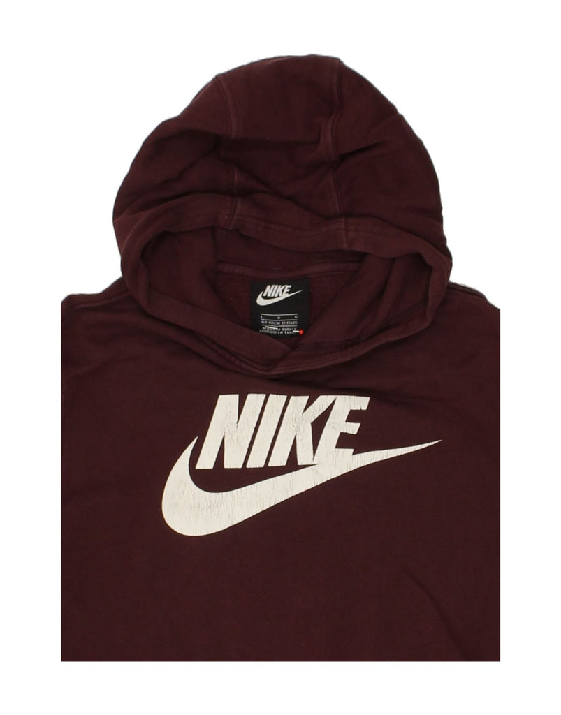 NIKE Boys Graphic Hoodie Jumper 12-13 Years Burgundy Cotton | Vintage Nike | Thrift | Second-Hand Nike | Used Clothing | Messina Hembry 