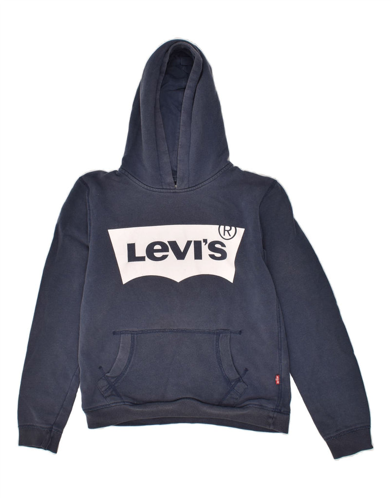 LEVI'S Boys Graphic Hoodie Jumper 13-14 Years Navy Blue Cotton | Vintage Levi's | Thrift | Second-Hand Levi's | Used Clothing | Messina Hembry 