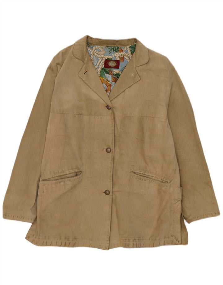 Nazareno Gabrielli Womens Oversized Suede Overcoat IT 40 Small Beige