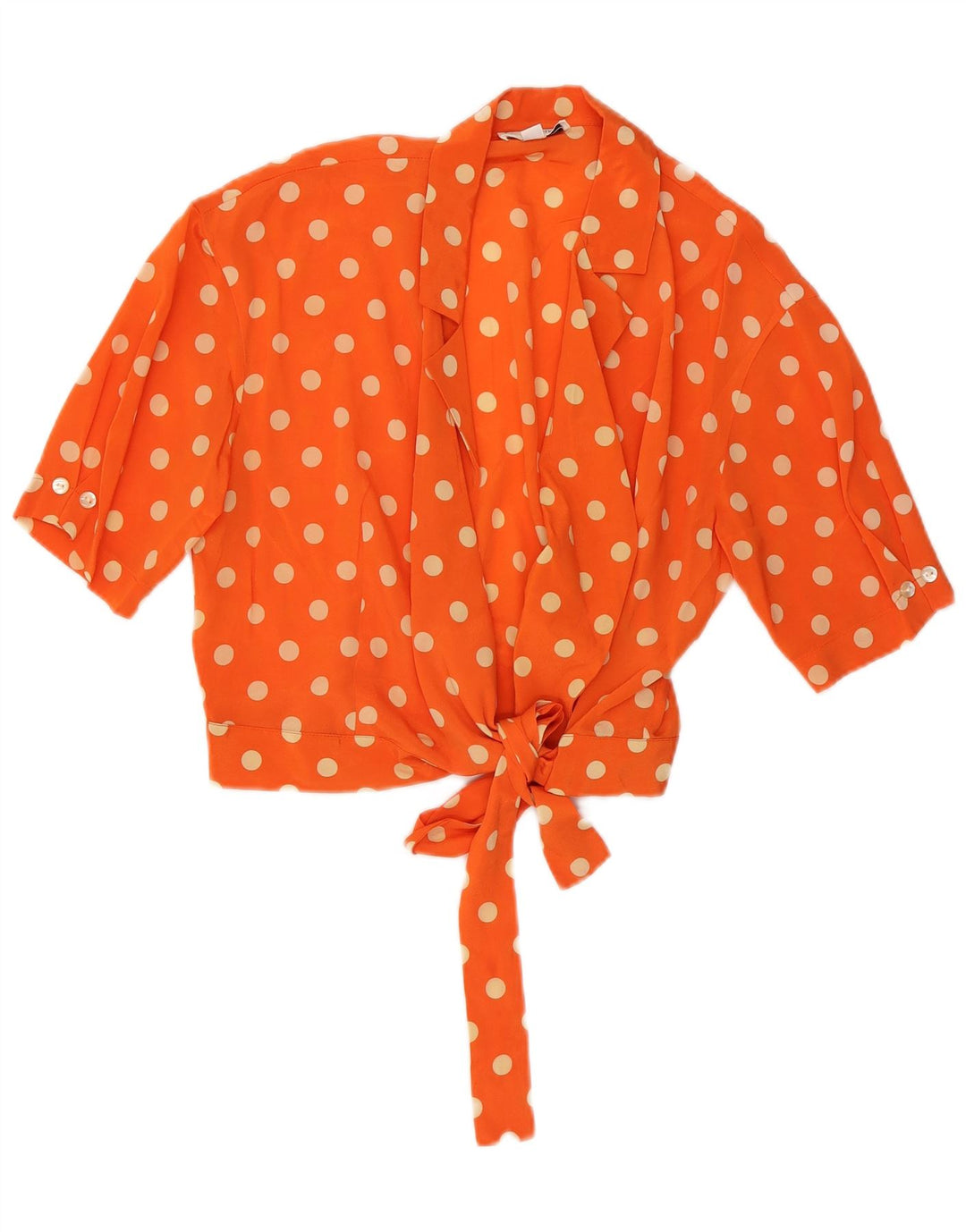 Superior Womens Crop Short Sleeve Shirt Blouse IT 44 Medium Orange