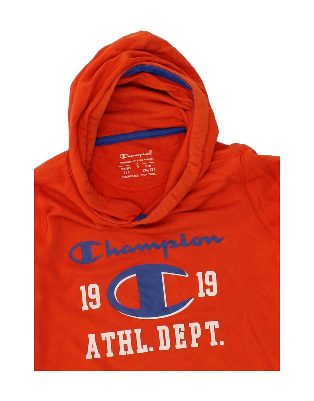 CHAMPION Boys Graphic Hoodie Jumper 7-8 Years Small Orange Vintage Champion and Second-Hand Champion from Messina Hembry 