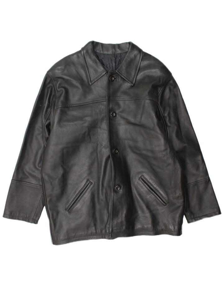VINTAGE Mens Leather Jacket UK 38 Medium Black