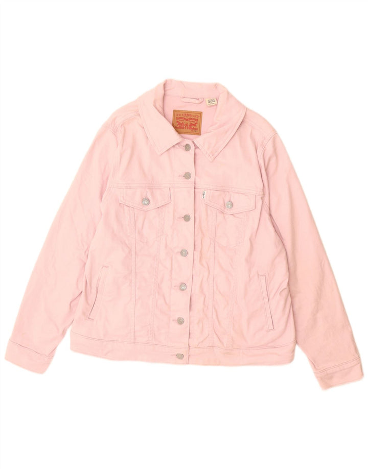 Levi's Womens Denim Jacket UK 18 XL Pink Cotton