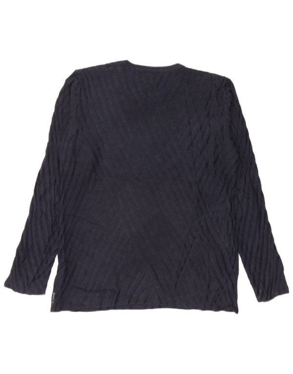 Armani Jeans Womens Top Long Sleeve UK 16 Large Navy Blue Viscose