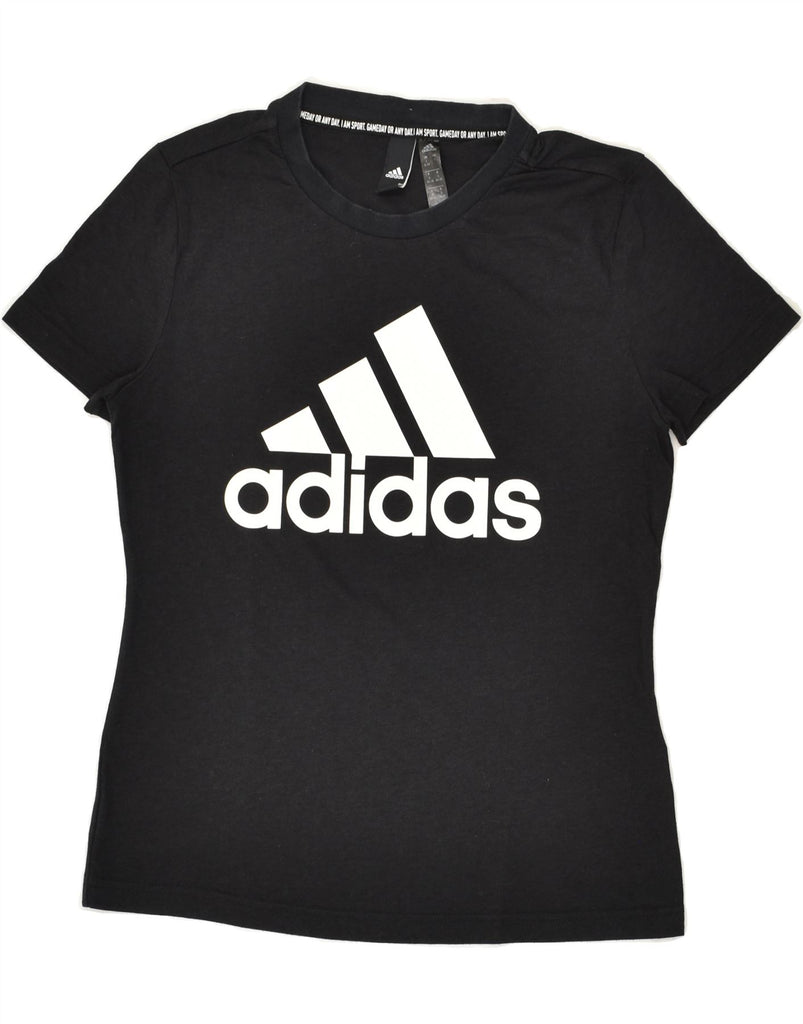 ADIDAS Womens Graphic T-Shirt Top UK 8/10 Small Black | Vintage Adidas | Thrift | Second-Hand Adidas | Used Clothing | Messina Hembry 