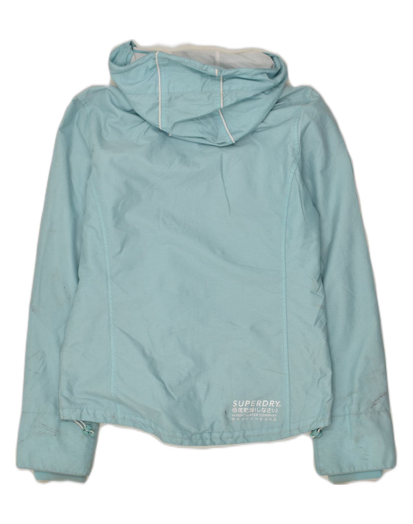 SUPERDRY Womens Hooded Rain Jacket UK 10 Small  Blue Polyester | Vintage Superdry | Thrift | Second-Hand Superdry | Used Clothing | Messina Hembry 