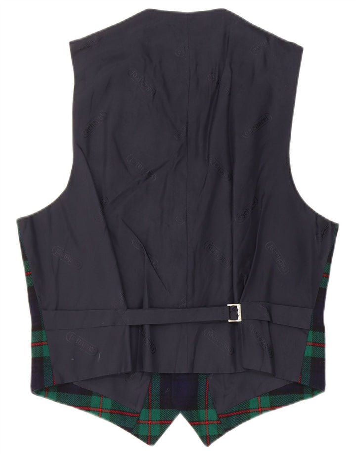 Cacharel Mens Waistcoat IT 50 Medium Navy Blue Check Wool