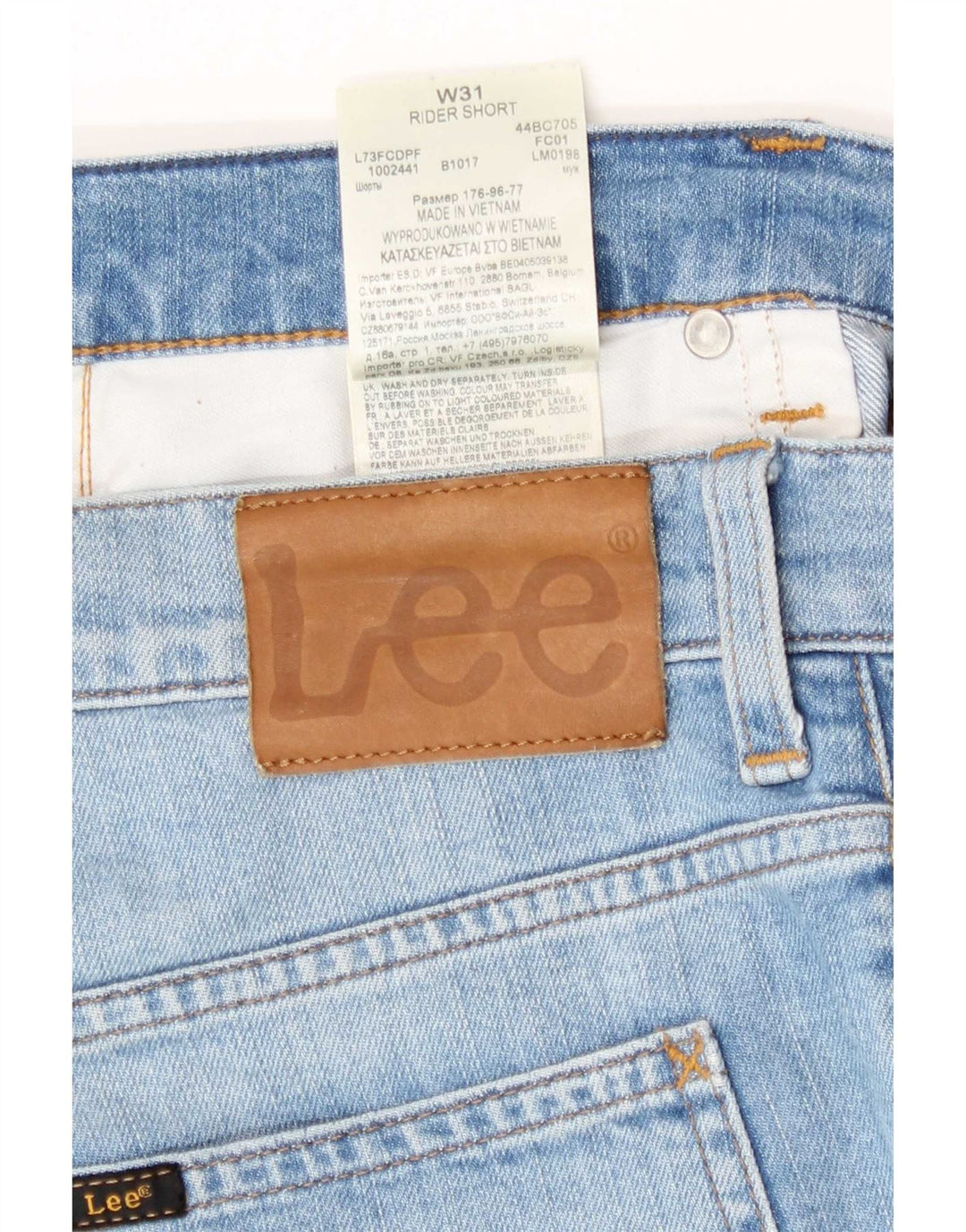 Lee Mens Rider Denim Shorts W31 Medium Blue Cotton