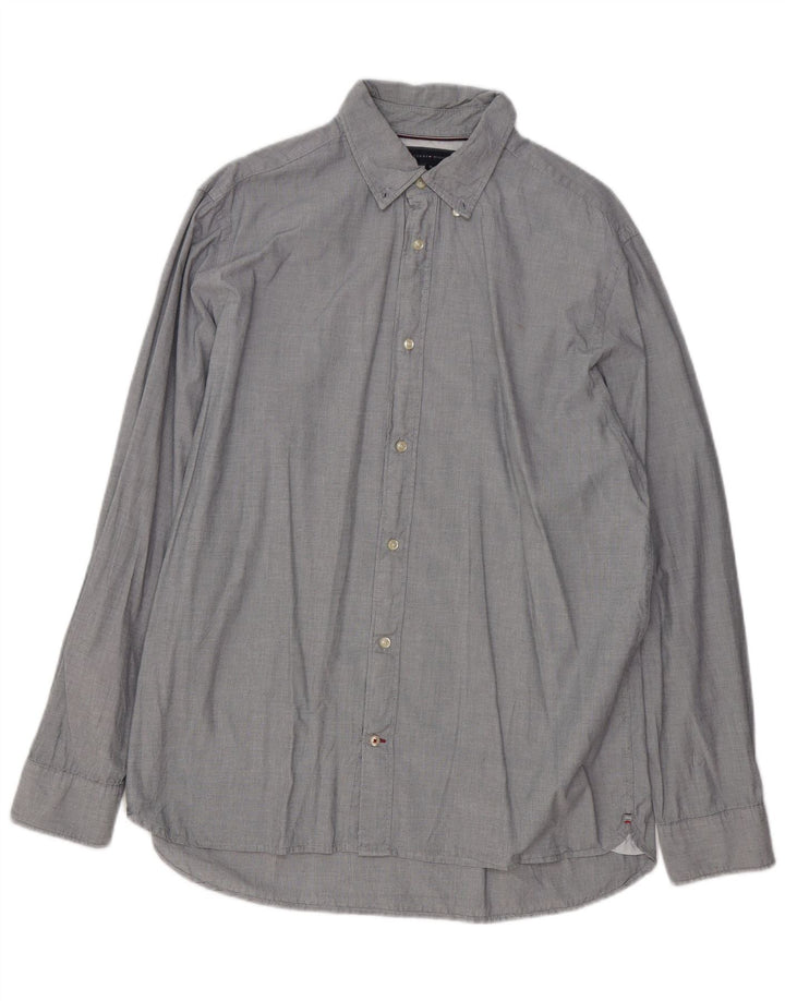 TOMMY HILFIGER Mens Regular Fit Shirt XL Grey Cotton