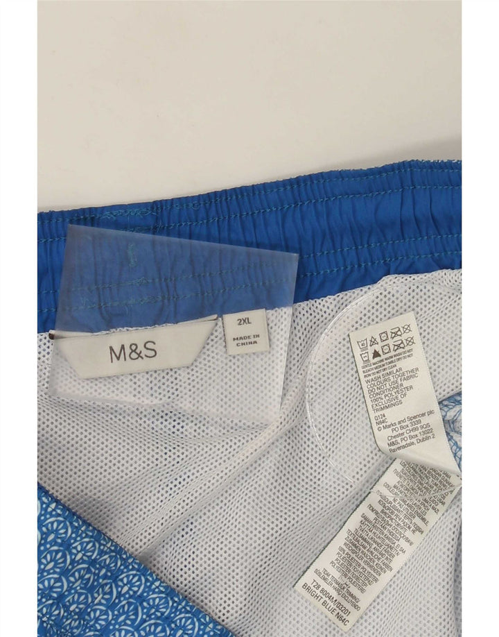 Marks & Spencer Mens Swimming Shorts 2XL Blue Floral Polyester