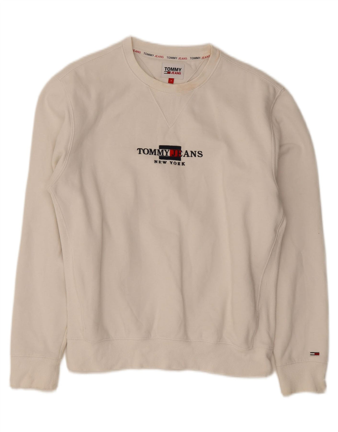 Tommy Hilfiger Mens Graphic Sweatshirt Jumper Small White Cotton