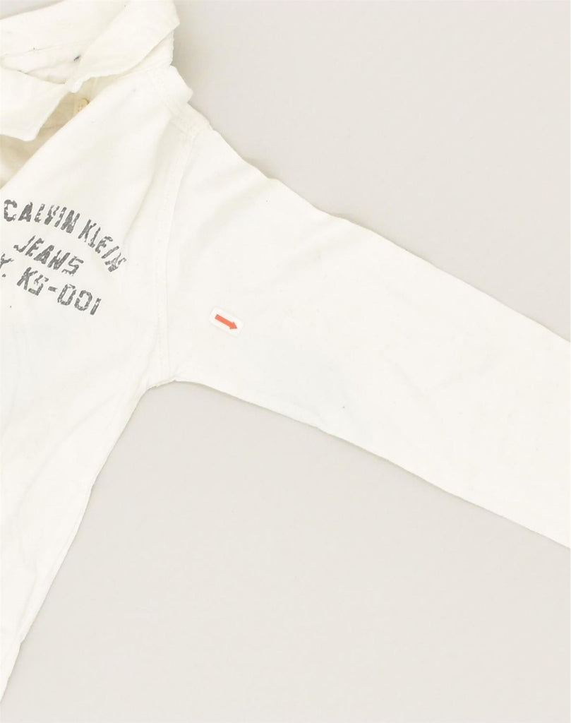 CALVIN KLEIN Boys Long Sleeve Polo Shirt 5-6 Years White Cotton | Vintage Calvin Klein | Thrift | Second-Hand Calvin Klein | Used Clothing | Messina Hembry 