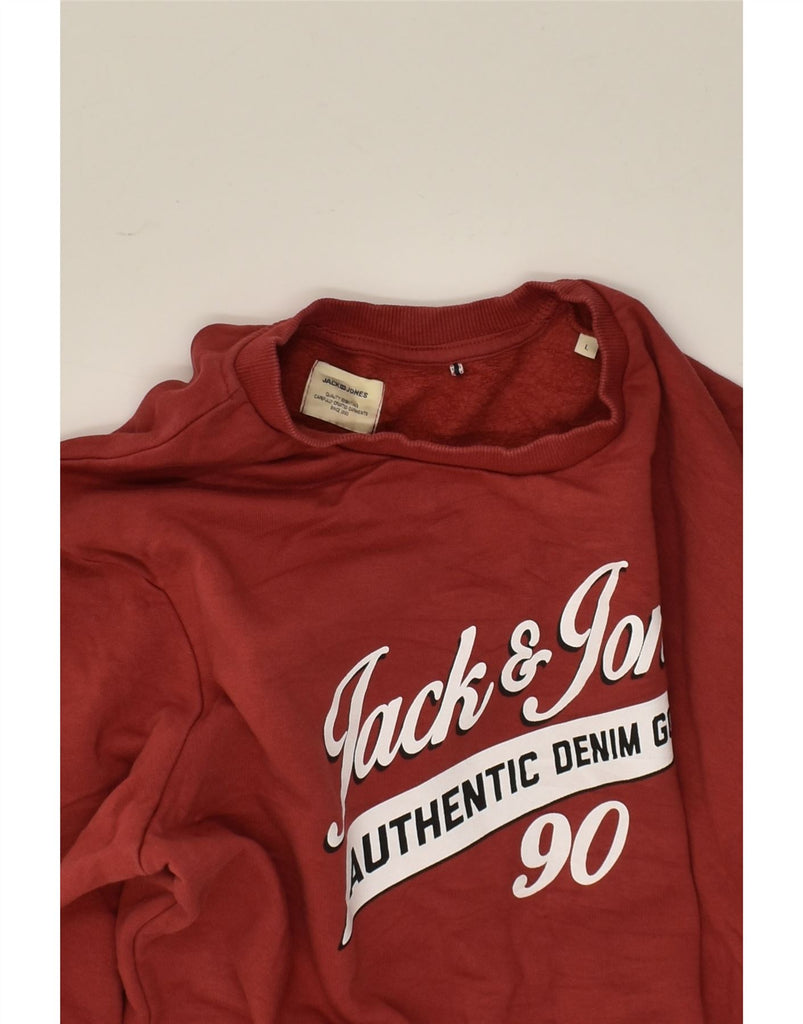 JACK & JONES Mens Graphic Sweatshirt Jumper Large Burgundy Cotton | Vintage Jack & Jones | Thrift | Second-Hand Jack & Jones | Used Clothing | Messina Hembry 