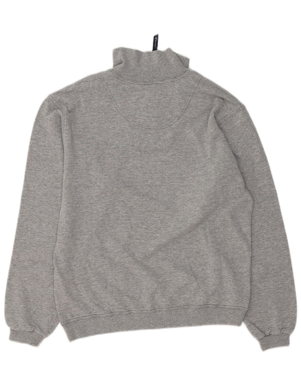 Champion Mens Zip Neck Sweatshirt Jumper Small Grey Flecked Cotton