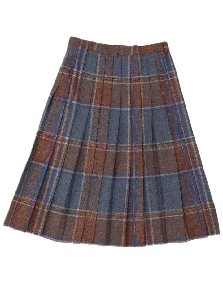 Vintage Womens Knife Pleated Skirt W28 Medium Multicoloured Check