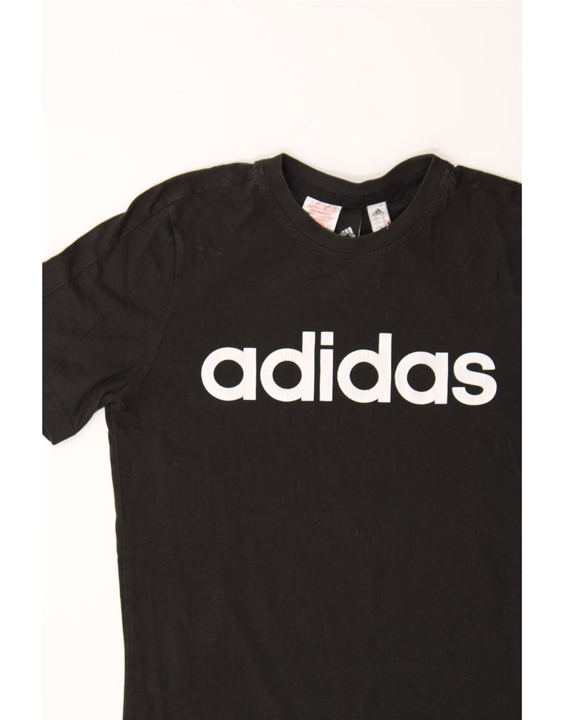ADIDAS Girls Graphic T-Shirt Top 13-14 Years Black Cotton Vintage Adidas and Second-Hand Adidas from Messina Hembry 