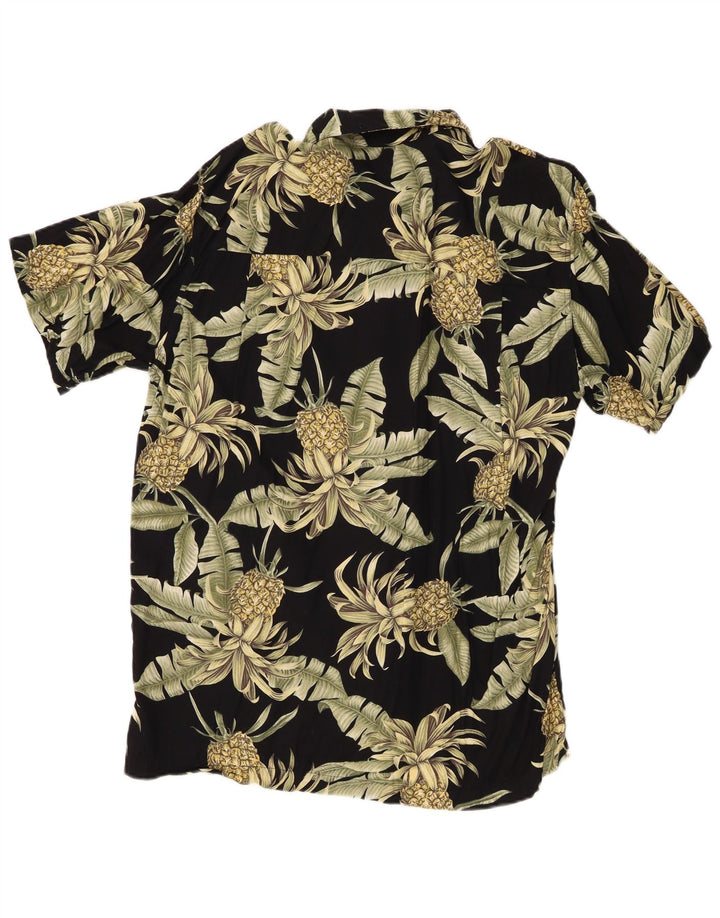 Karmakula Mens Abstract Pattern Short Sleeve Shirt Medium Black Viscose