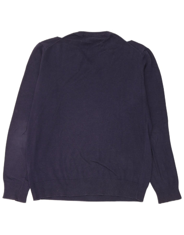 Lotto Mens V-Neck Jumper Sweater XL Navy Blue Argyle/Diamond Cotton