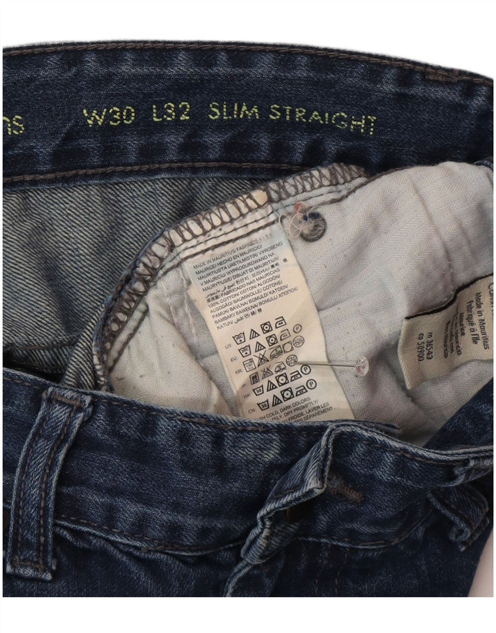 Calvin Klein Mens Slim Straight Jeans W30 L32 Blue Cotton