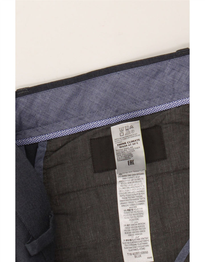 Marks & Spencer Mens Tailored Straight Casual Trousers W34 L29 Blue