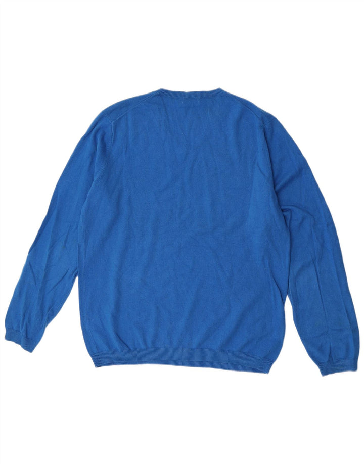 Sun68 Mens V-Neck Jumper Sweater Large Blue Cotton