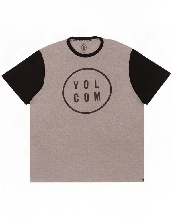 Volcom Mens Modern Fit Graphic T-Shirt Top 2XL Grey Colourblock Cotton