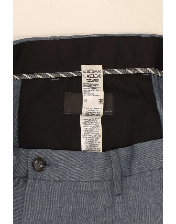 Marks & Spencer Mens Regular Chino Trousers W38 L33 Blue Polyester