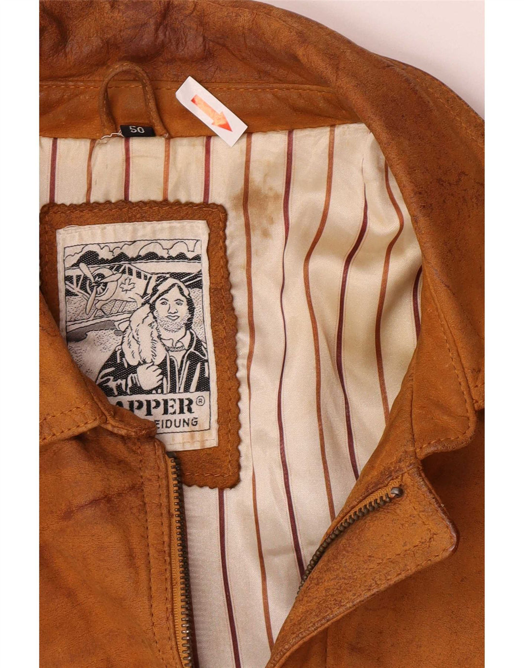 Trapper Mens Bomber Suede Jacket IT 50 Large Brown Leather