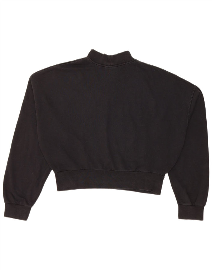 Nike Womens Crop Oversized Sweatshirt Jumper UK 14 Medium Black Cotton